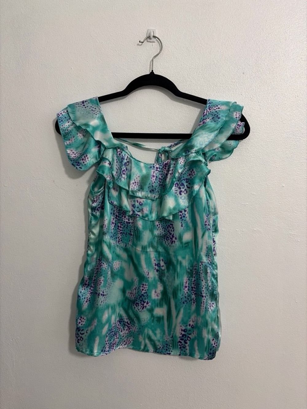 Unique Spectrum Aqua Green Ruffle Off-Shoulder Camisole